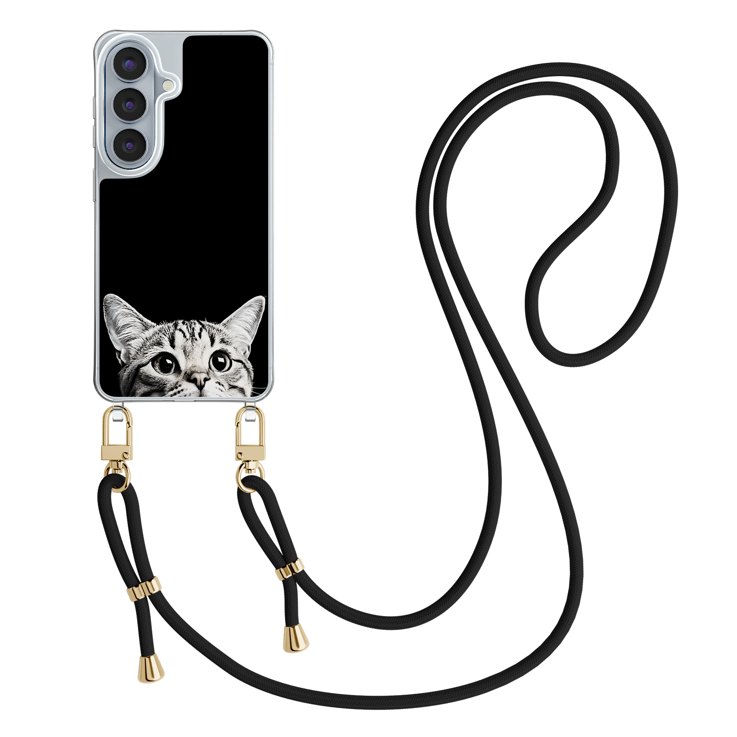 Casevibes Samsung Galaxy S26 hoesje met zwart koord - Kat kiekeboe
