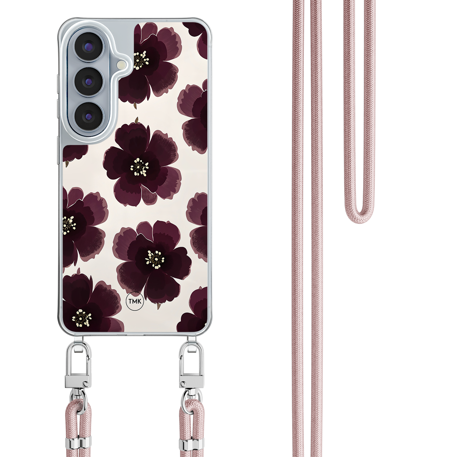 Casevibes Samsung Galaxy S26 hoesje met zwart koord - Burgundy flowers