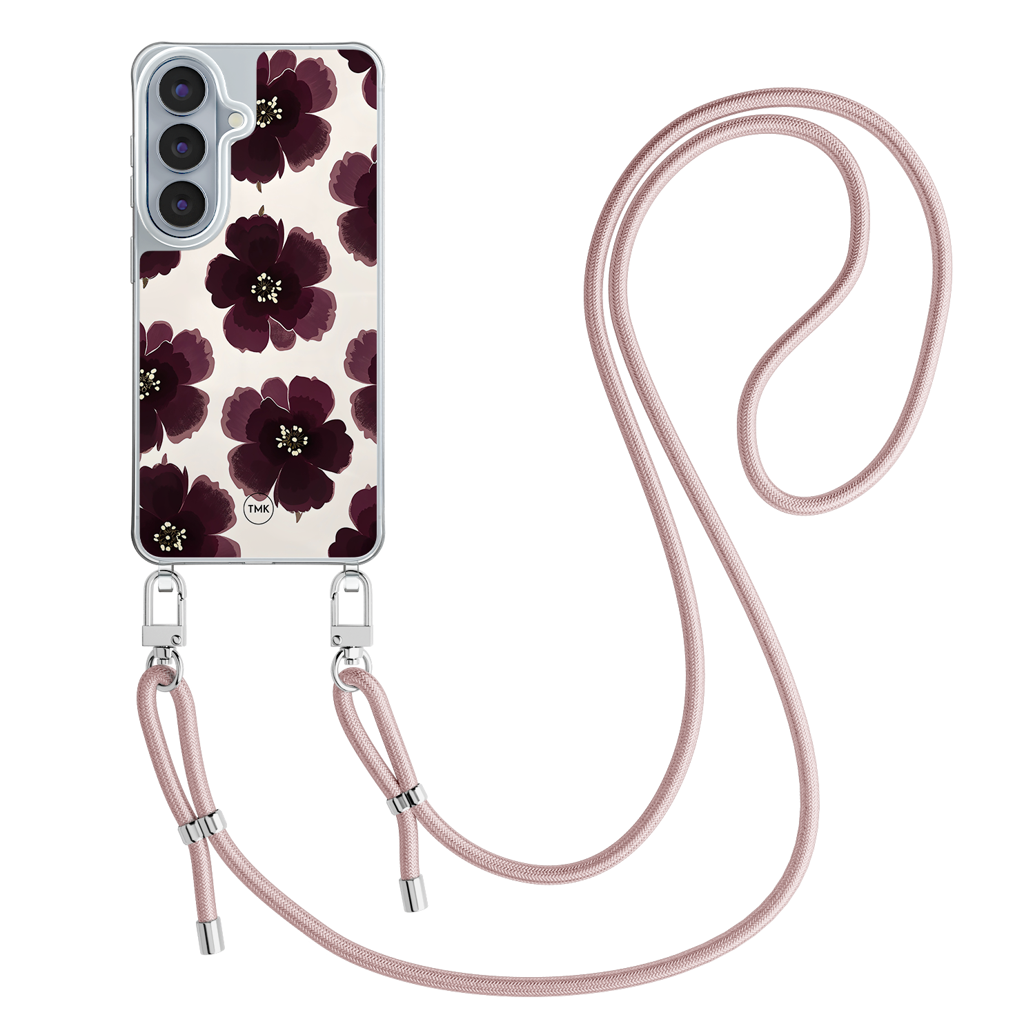 Casevibes Samsung Galaxy S26 hoesje met zwart koord - Burgundy flowers