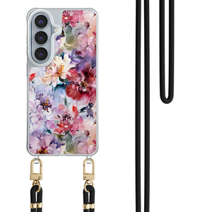 Casevibes Samsung Galaxy S26 hoesje met rosegoud koord - Bloemen acryl