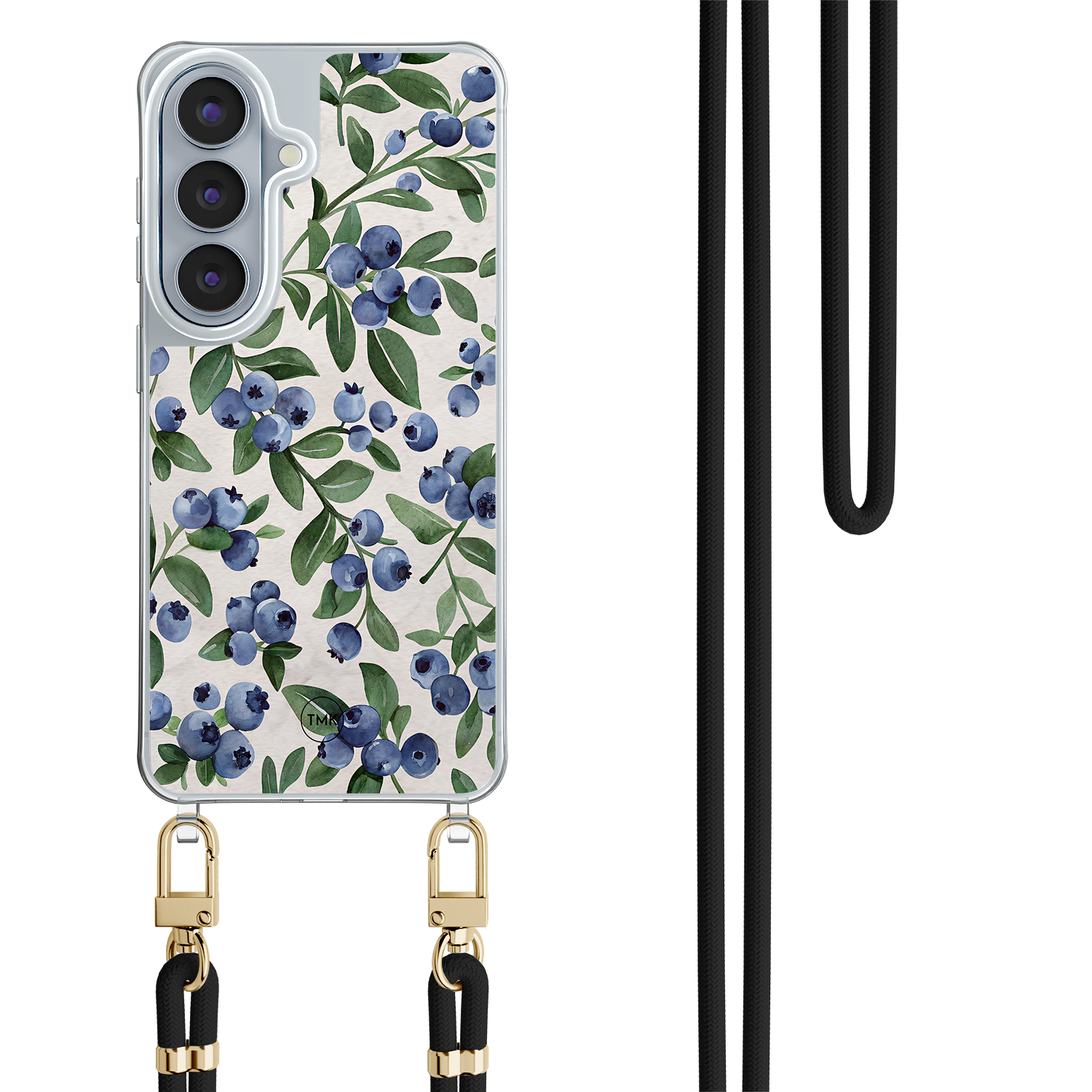 Casevibes Samsung Galaxy S26 hoesje met zwart koord - Blueberries