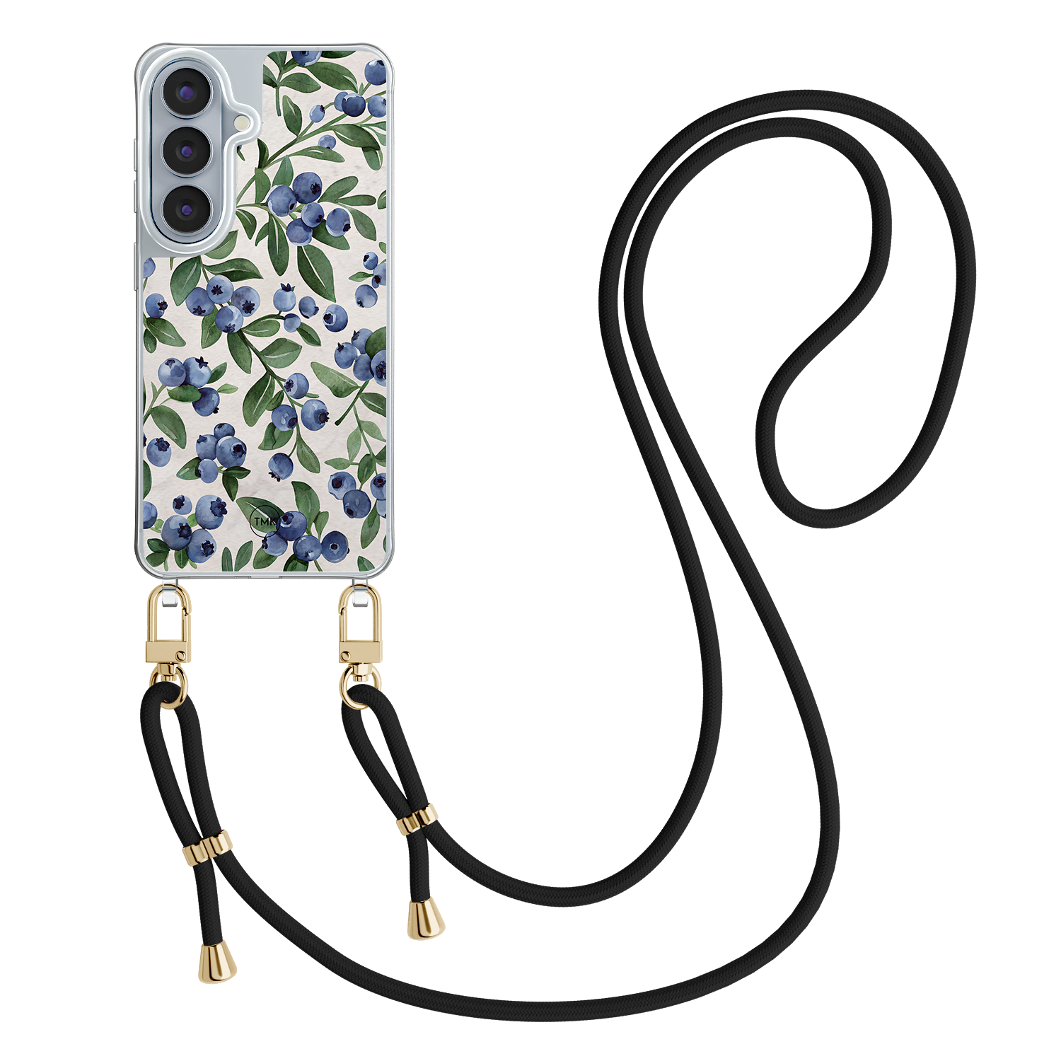Casevibes Samsung Galaxy S26 hoesje met zwart koord - Blueberries