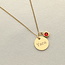 Coin ketting met naam en geboortesteen
