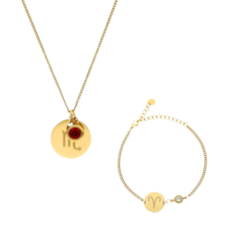 Coin Necklace & Bracelet set | Zodiac & Birthstone