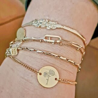 Coin armband met geboortebloemen boeket