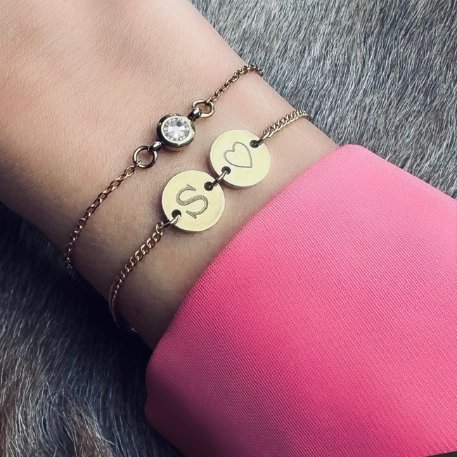 Twee coin armband met initialen
