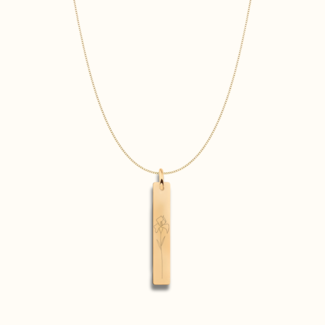 Verticale bar ketting met geboortebloem
