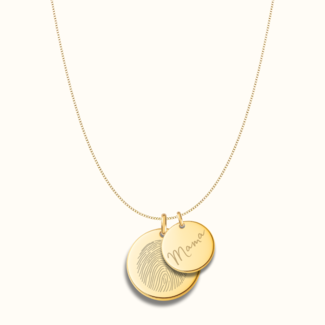Dubbele coin ketting met vingerafdruk en naam