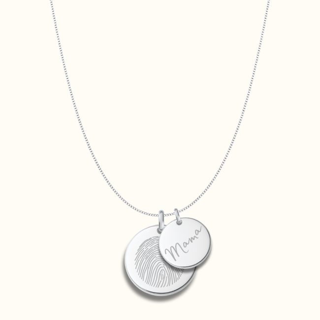Dubbele coin ketting met vingerafdruk en naam