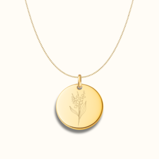 Coin ketting met geboortebloem