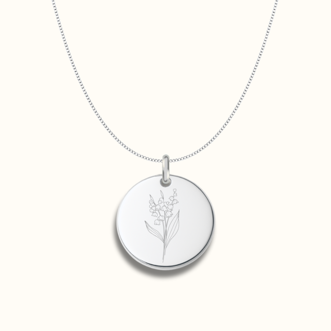 Coin ketting met geboortebloem