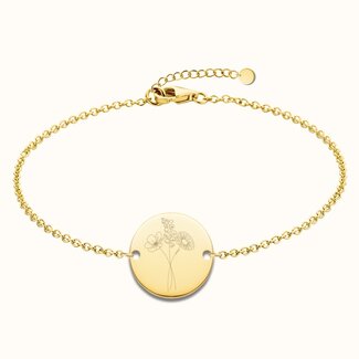 Coin armband met geboortebloemen boeket