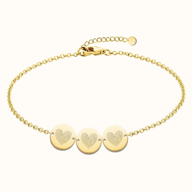 Drie coin armband met vingerafdrukken