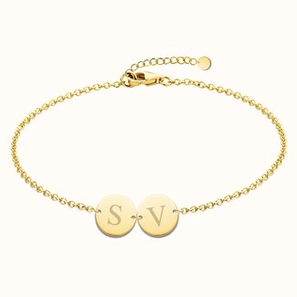 Twee coin armband met initialen