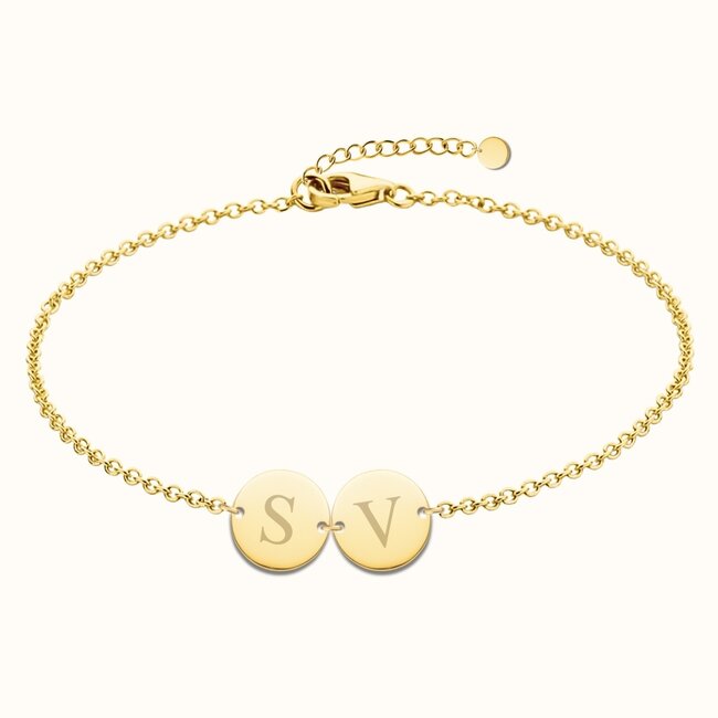 Twee coin armband met initialen