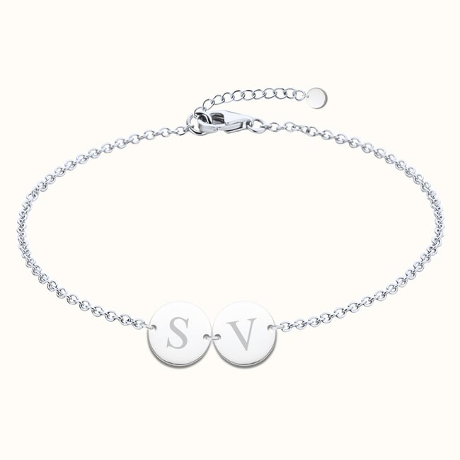 Twee coin armband met initialen