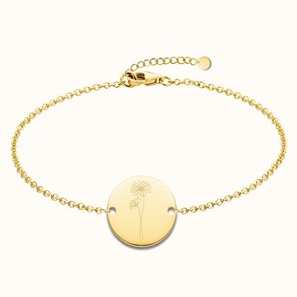 Coin armband met geboortebloem
