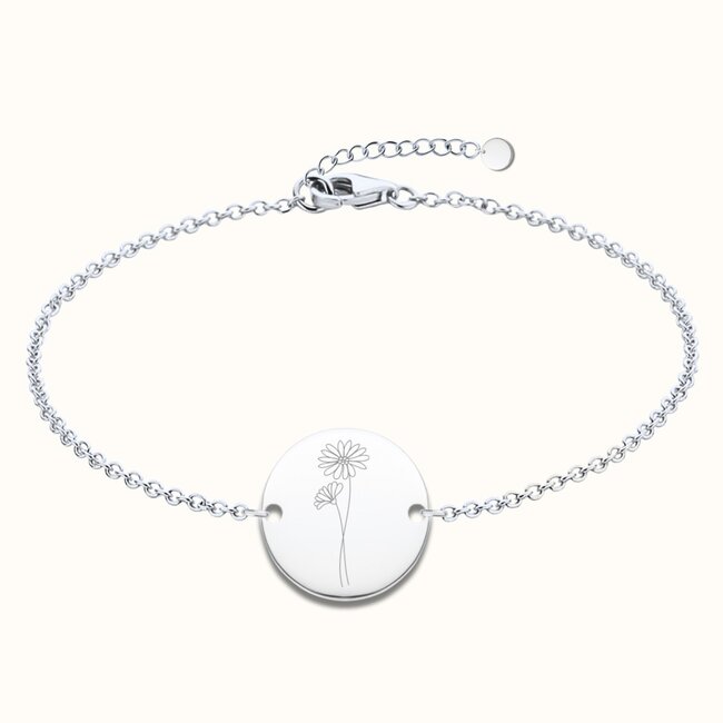 Coin armband met geboortebloem