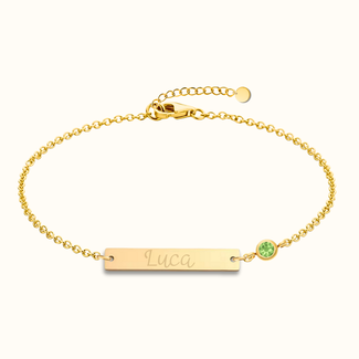 Bar armband met naam en geboortesteen