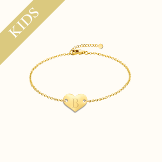 Kids | Mini hartjes armband met initiaal