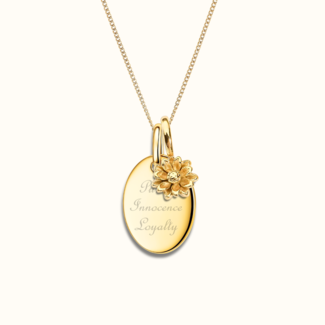 Ketting met geboortebloem en ovale bedel