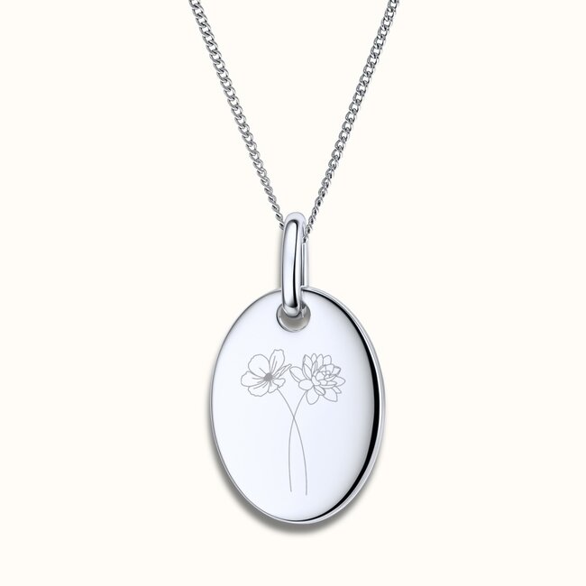 Ovale ketting met geboortebloemen