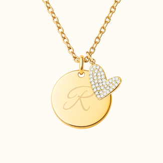 Coin ketting met strass hartje
