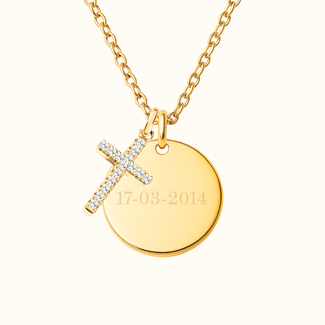 Coin ketting met kruis bedeltje