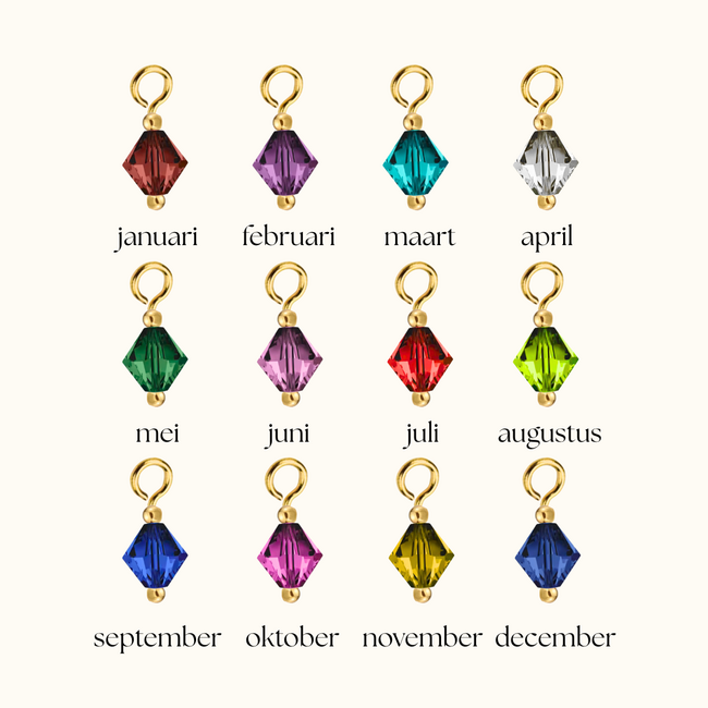 Coin ketting met naam en geboortesteen