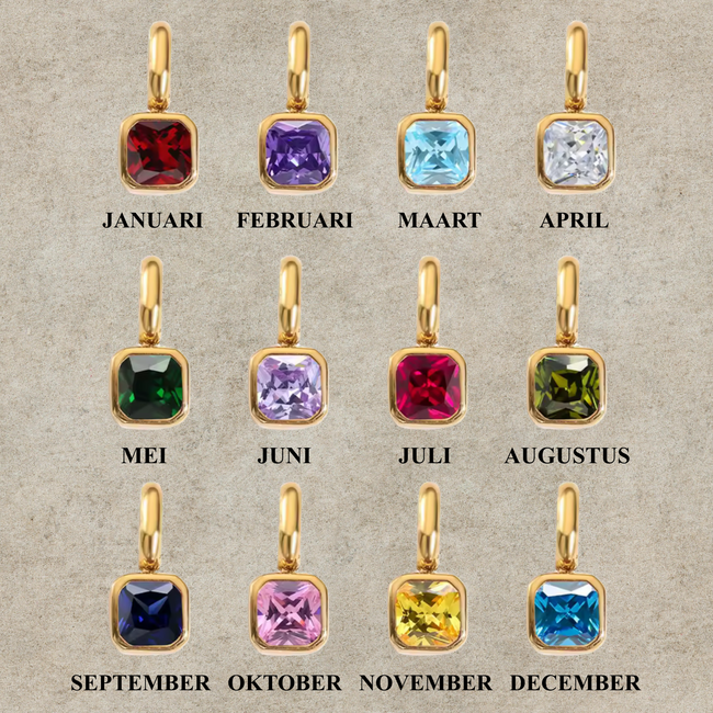 Ketting met vierkante geboortesteen bedel