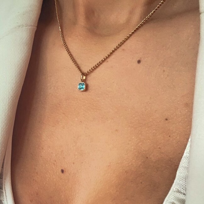 Ketting met vierkante geboortesteen bedel