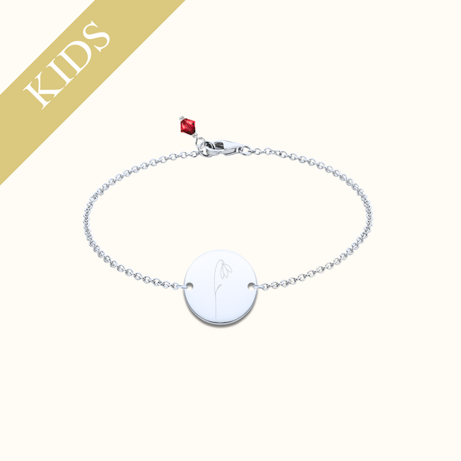 Kids | Mini coin armband met geboortebloem en geboortesteen