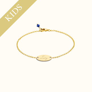 Kids | Ovale armband met naam en geboortesteen