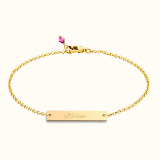 Bar armband met naam en geboortesteen