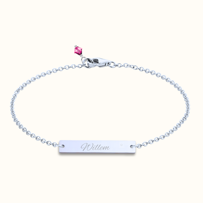 Bar armband met naam en geboortesteen