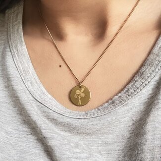 Coin ketting met geboortebloemen