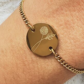 Coin armband met geboortebloemen
