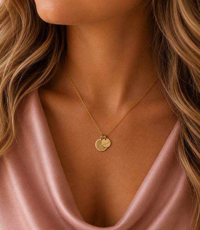 Dubbele coin ketting kleine en grote coin