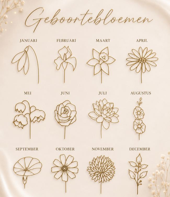 Ovale ketting met geboortebloemen