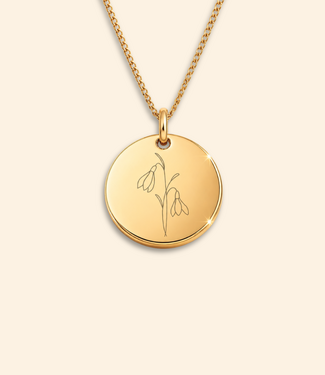 Coin ketting met geboortebloemen