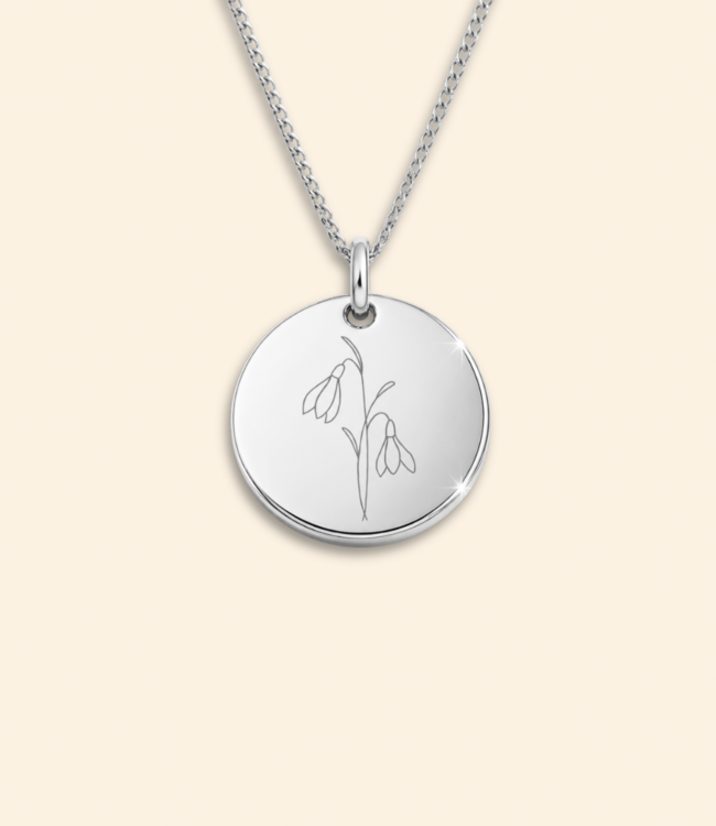 Coin ketting met geboortebloemen