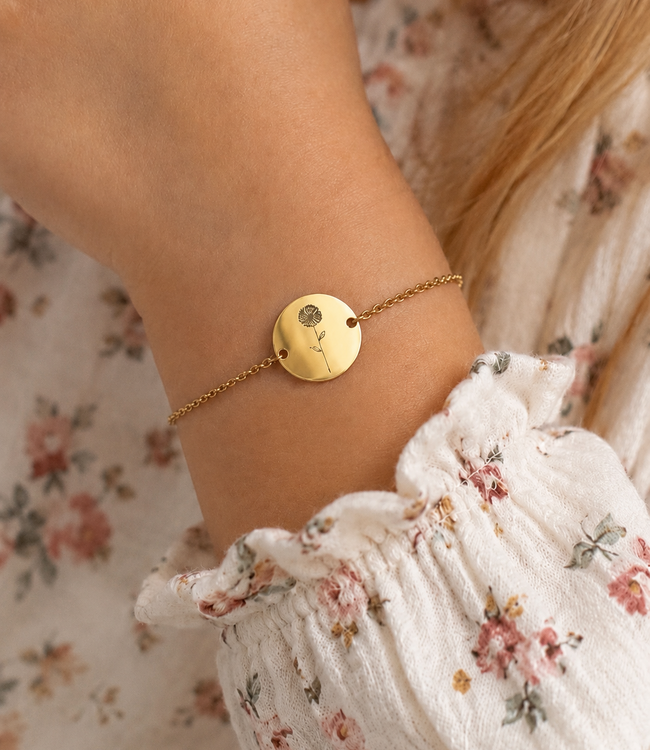 Kids | Coin armband met geboortebloem