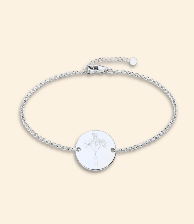 Coin armband met geboortebloemen