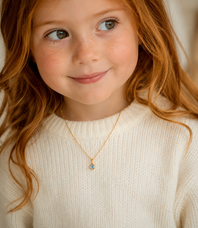 Kids | Ketting met geboortesteen vierkant