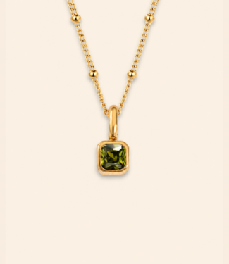 Ketting met vierkante geboortesteen bedel