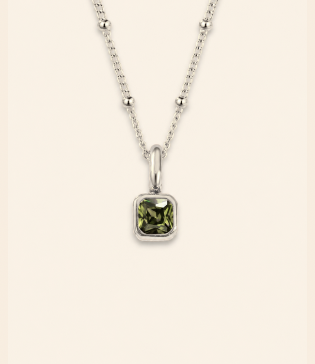 Ketting met vierkante geboortesteen bedel