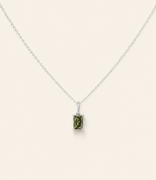 Geboortesteen ketting rechthoek