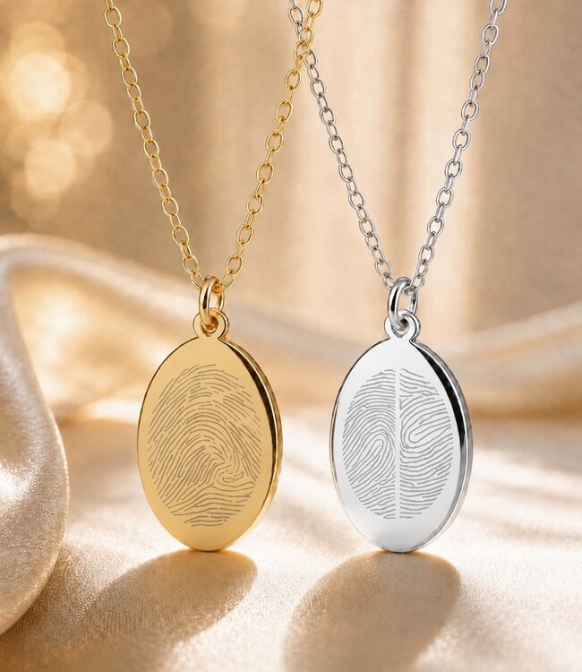 Ovale ketting met vingerafdruk