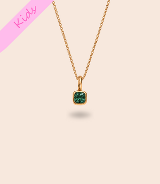 Kids | Ketting met geboortesteen vierkant