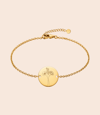Coin armband met geboortebloemen